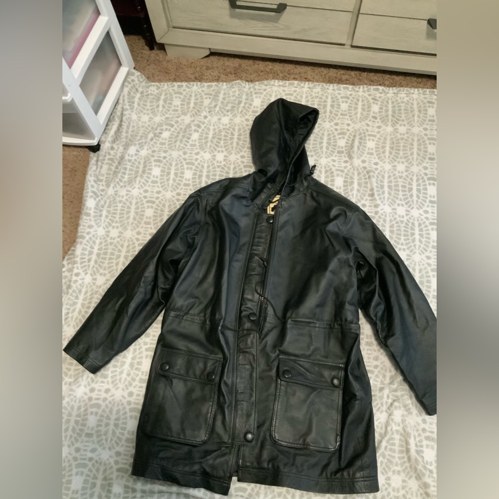 Middle brook synthetic leather jacket, black, mens, medium